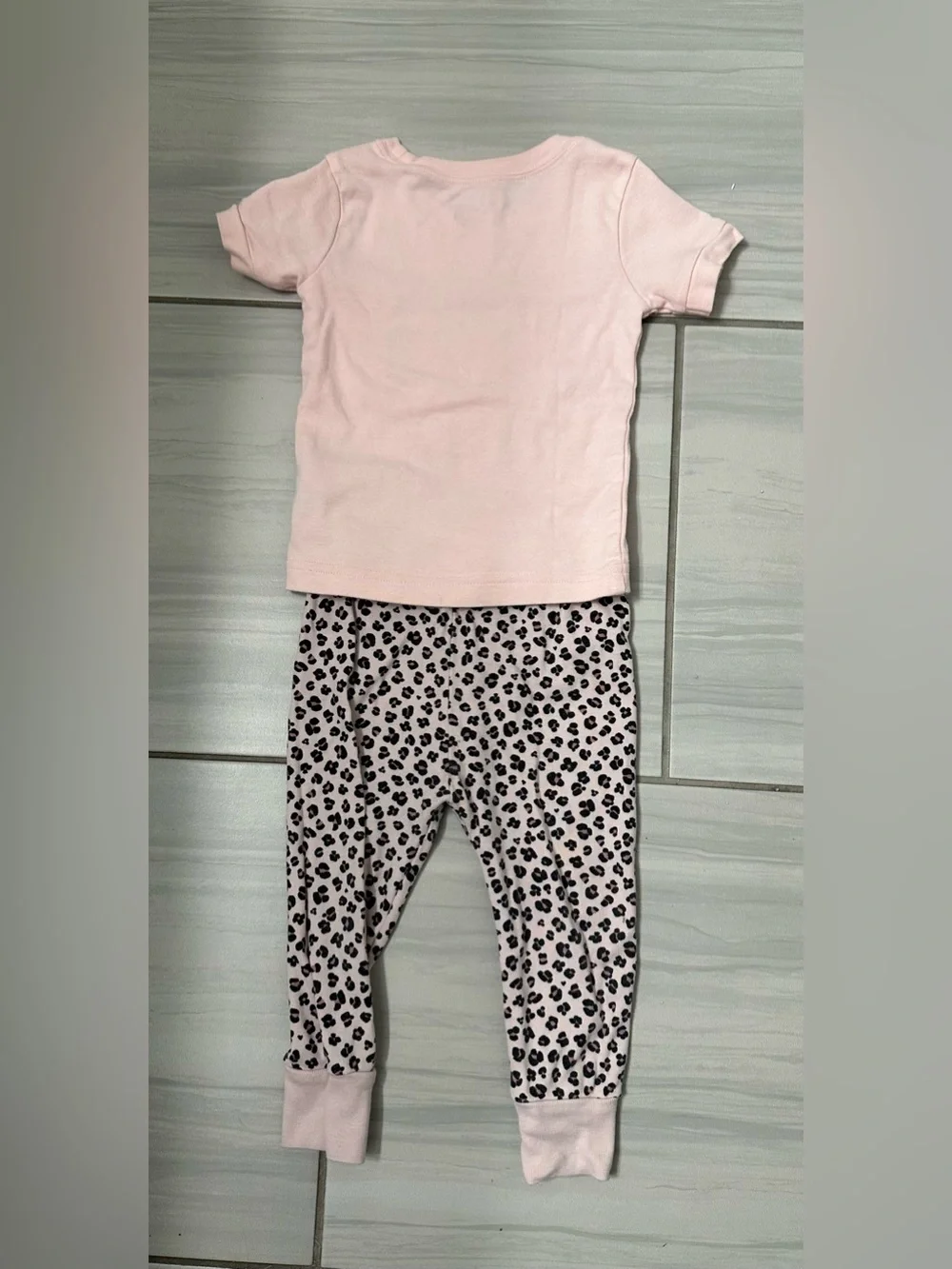 Old Navy Light Pink Cat Top & Leopard-Print Pajama Set